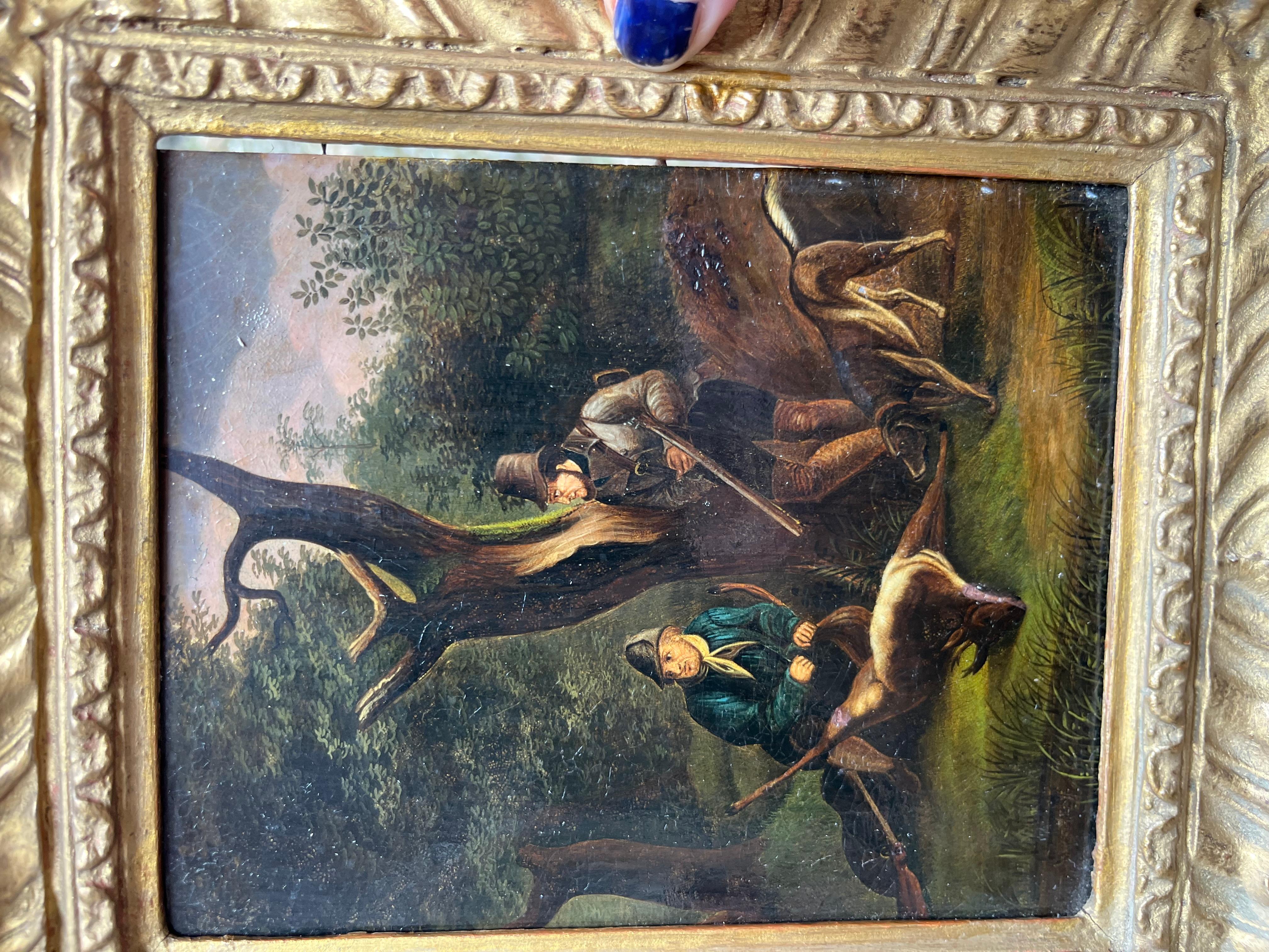 Pair of Nineteenth Century Hunting Scenes with Hunters, Dogs and Deer For Sale 12