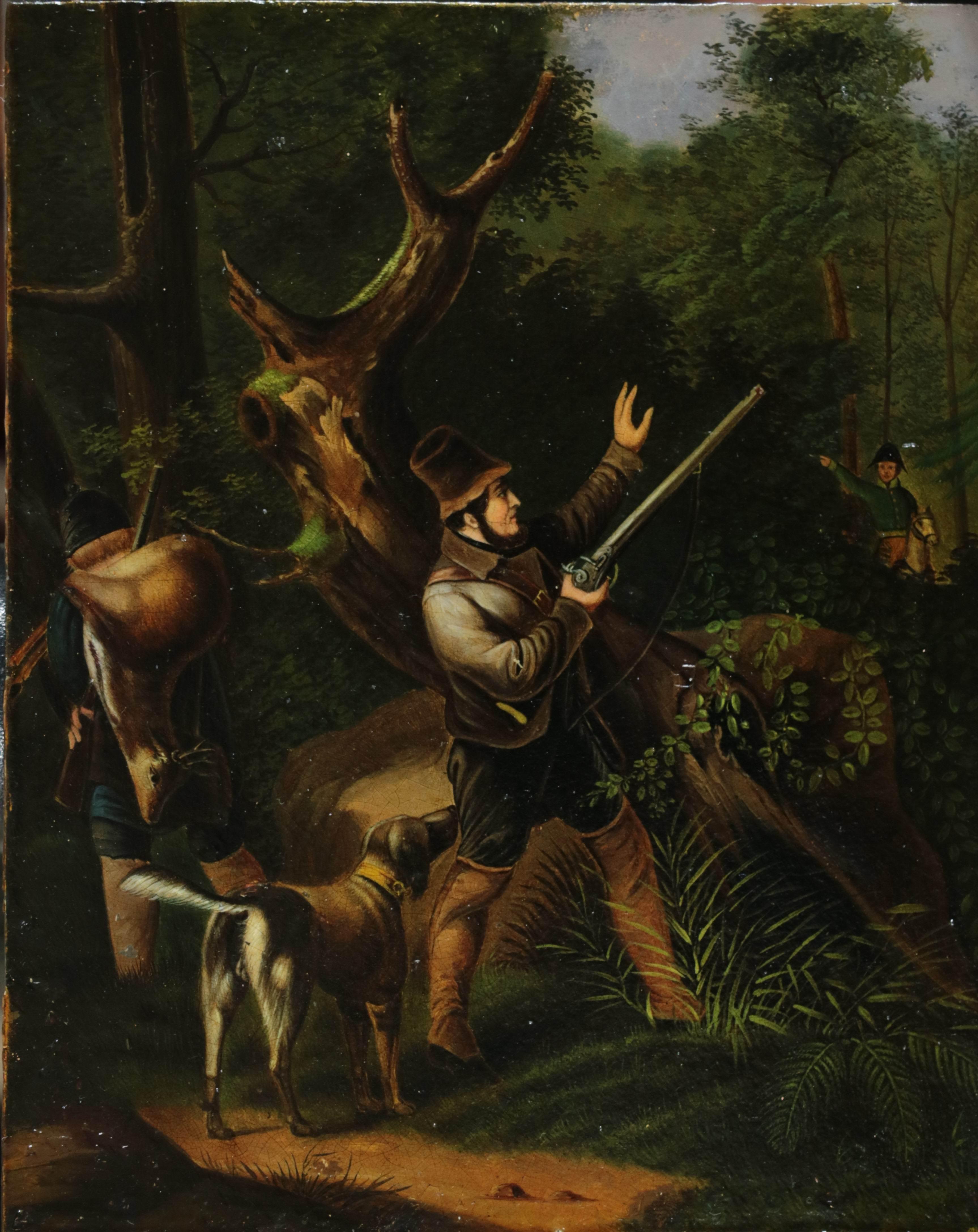 Pair of Nineteenth Century Hunting Scenes with Hunters, Dogs and Deer For Sale 14