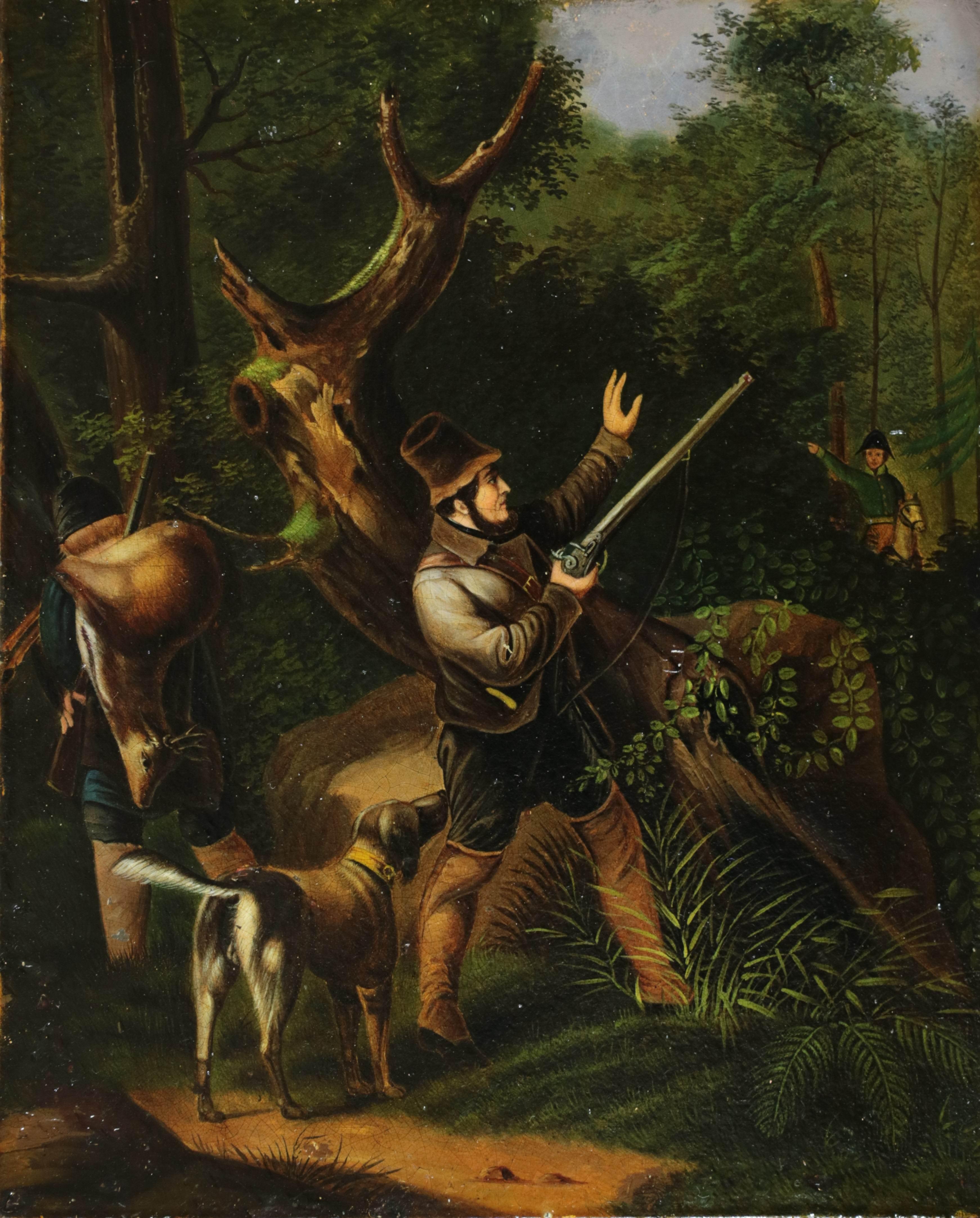 Pair of Nineteenth Century Hunting Scenes with Hunters, Dogs and Deer For Sale 15