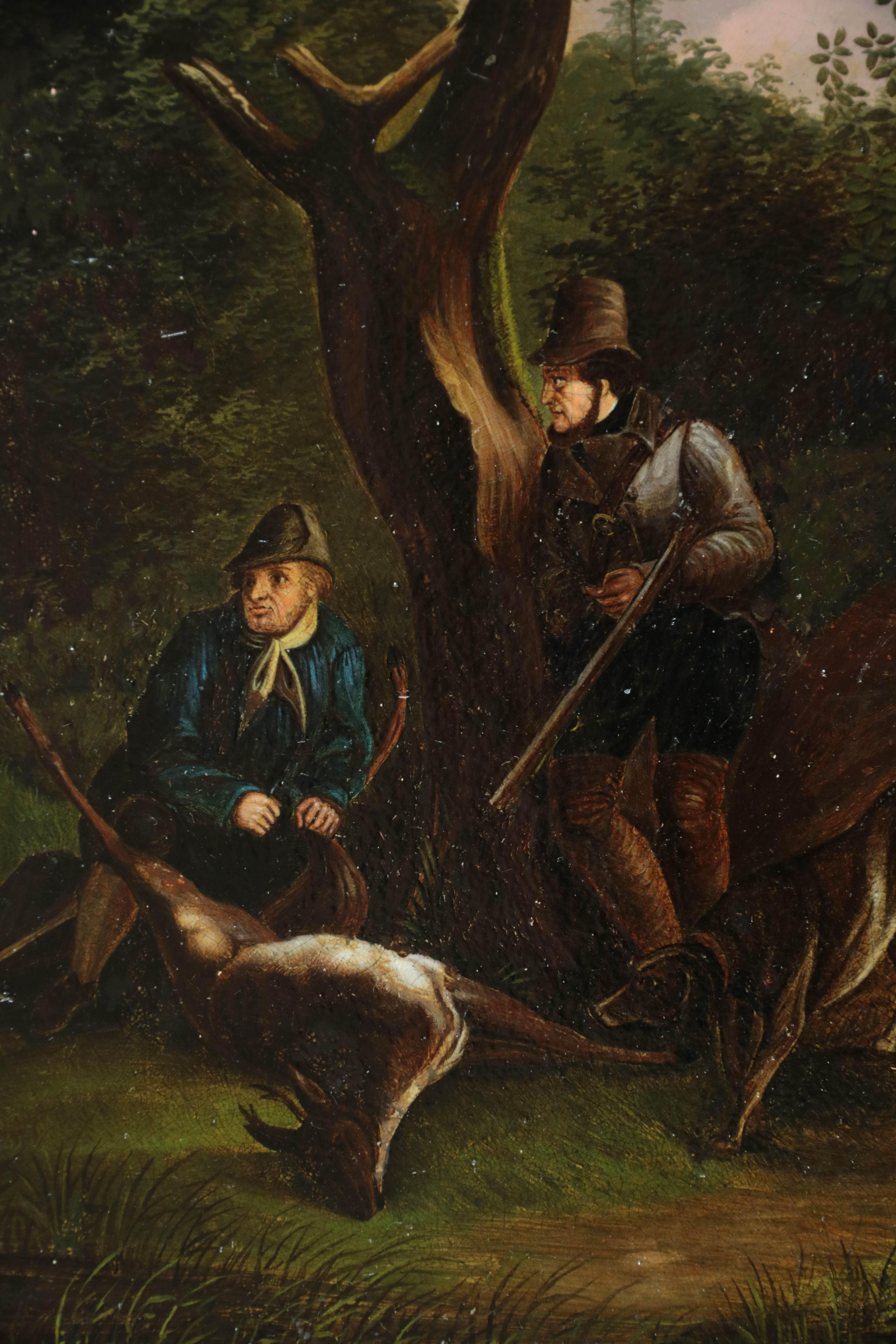 Pair of Nineteenth Century Hunting Scenes with Hunters, Dogs and Deer For Sale 17