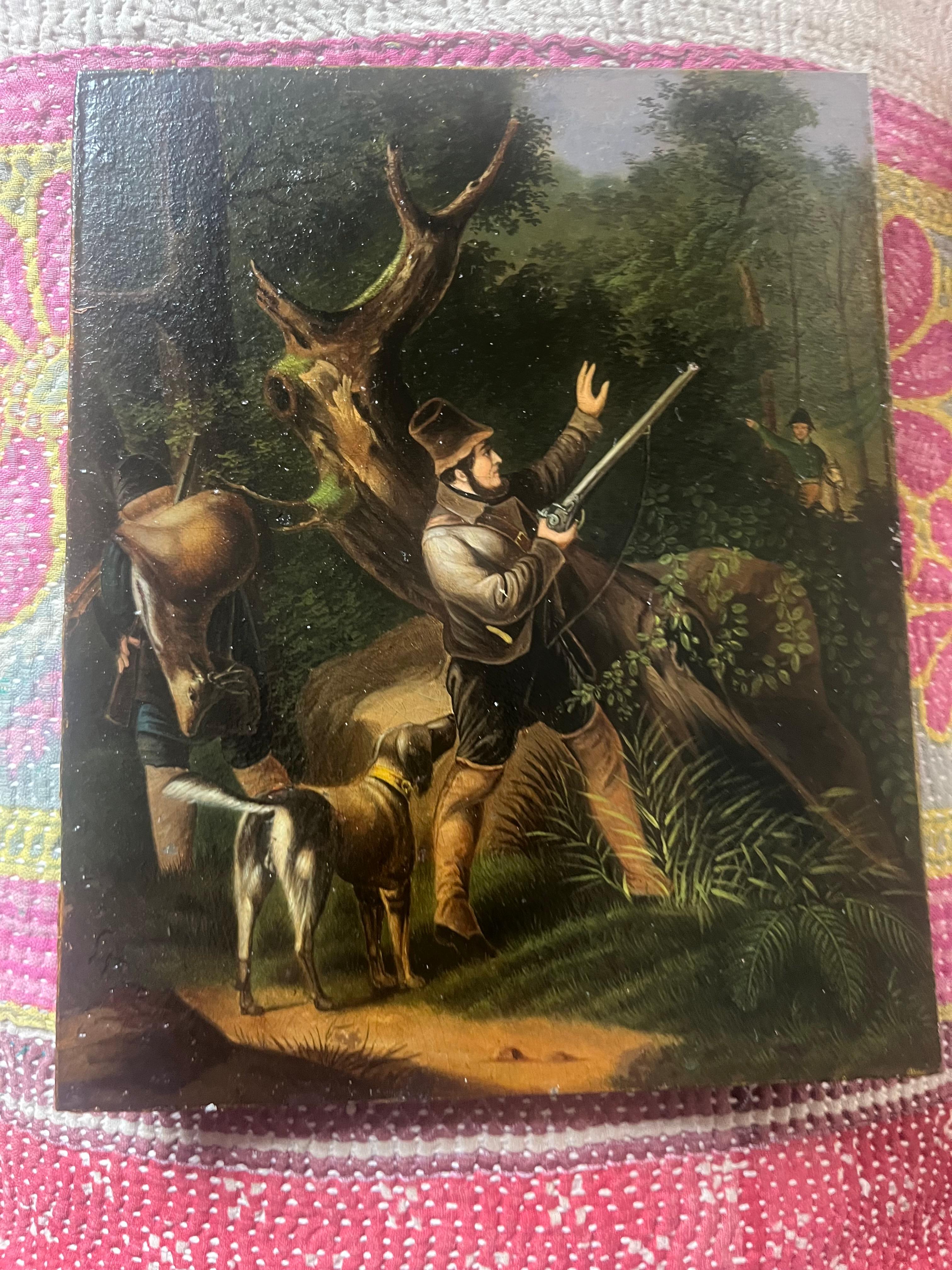Pair of Nineteenth Century Hunting Scenes with Hunters, Dogs and Deer For Sale 3