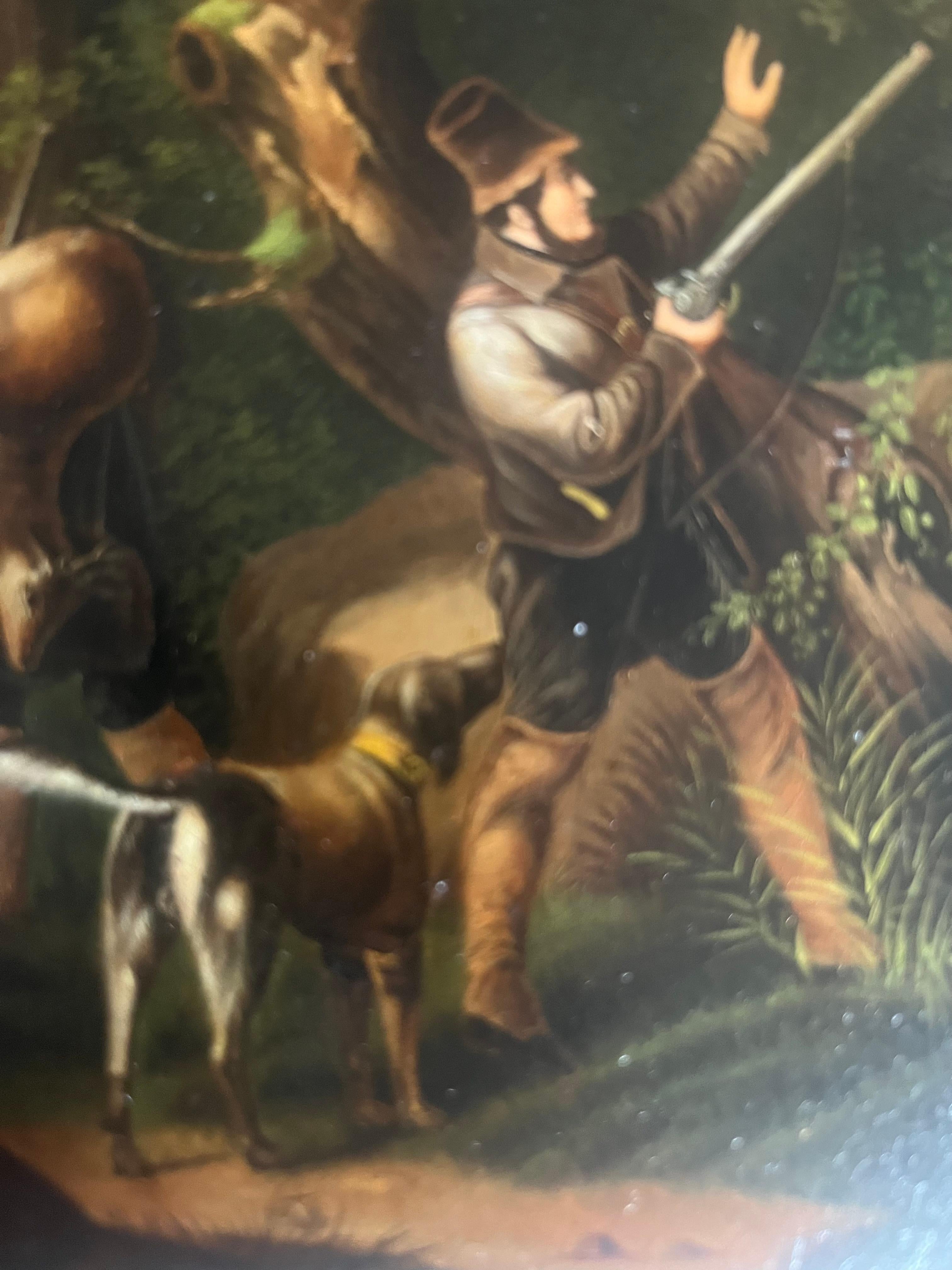 Pair of Nineteenth Century Hunting Scenes with Hunters, Dogs and Deer For Sale 4
