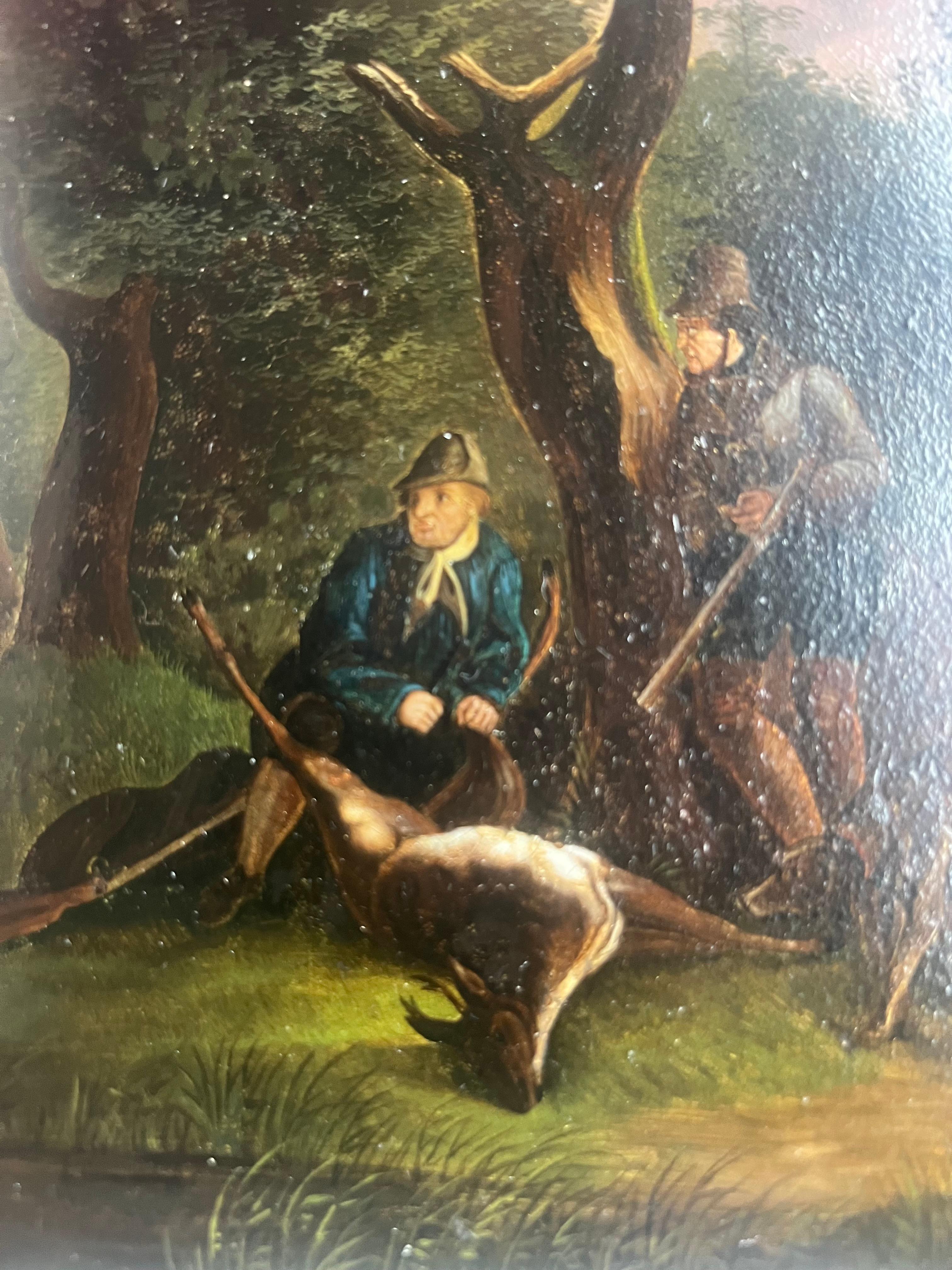 Pair of Nineteenth Century Hunting Scenes with Hunters, Dogs and Deer For Sale 6