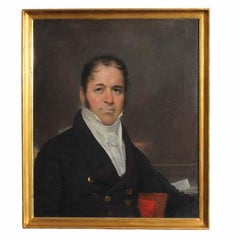 Pair of Oil on Canvas Early 19th Century Portraits of a Man and Woman