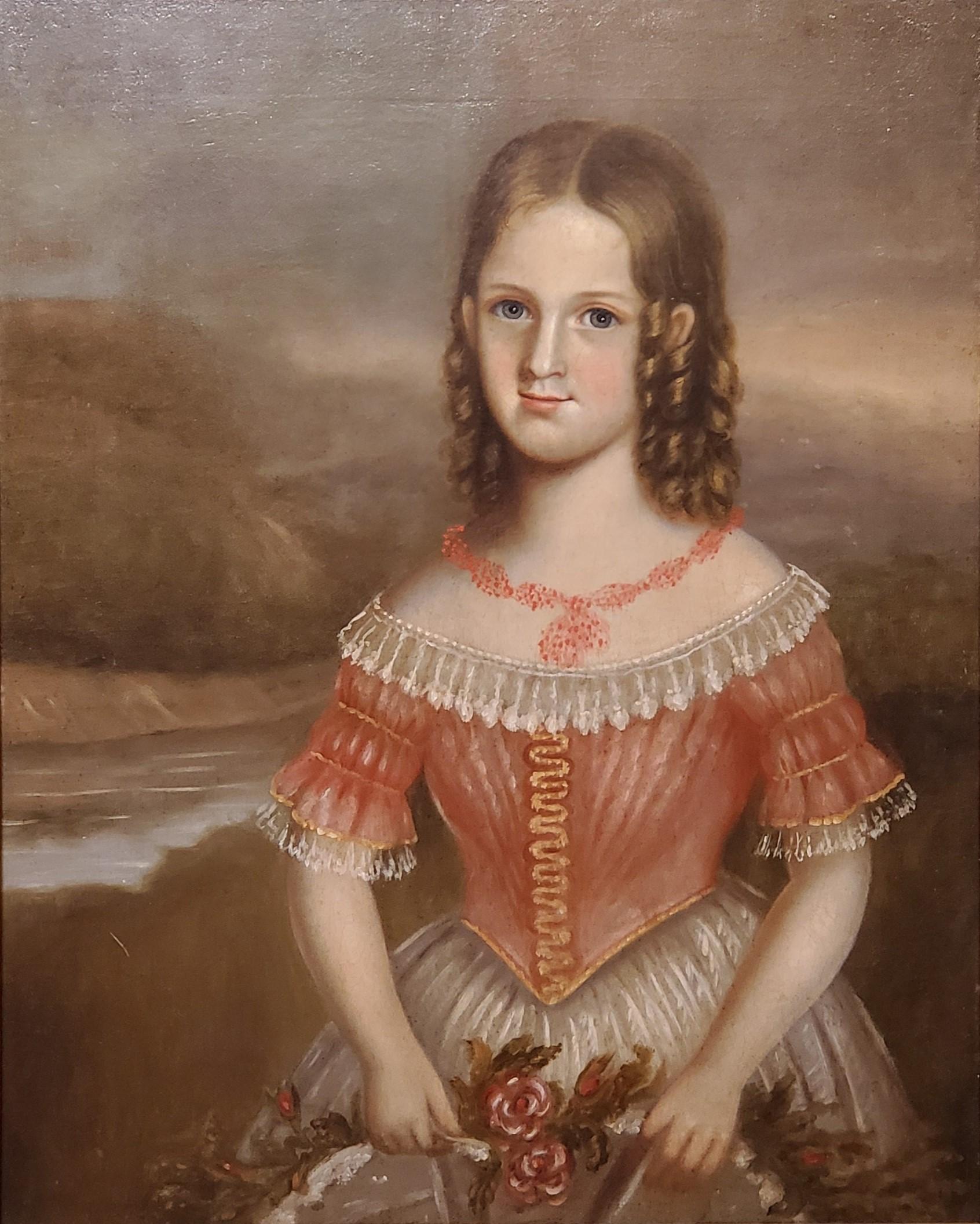 Pair of Oil Portrait Paintings of Children In North Carolina circa 1830 1