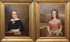 Pair of Oil Portrait Paintings of Children In North Carolina circa 1830