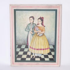 Pair of Paintings of Boy and Girl