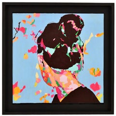 Pair of paintings Violette & Capucine by Frédérique Tristant.