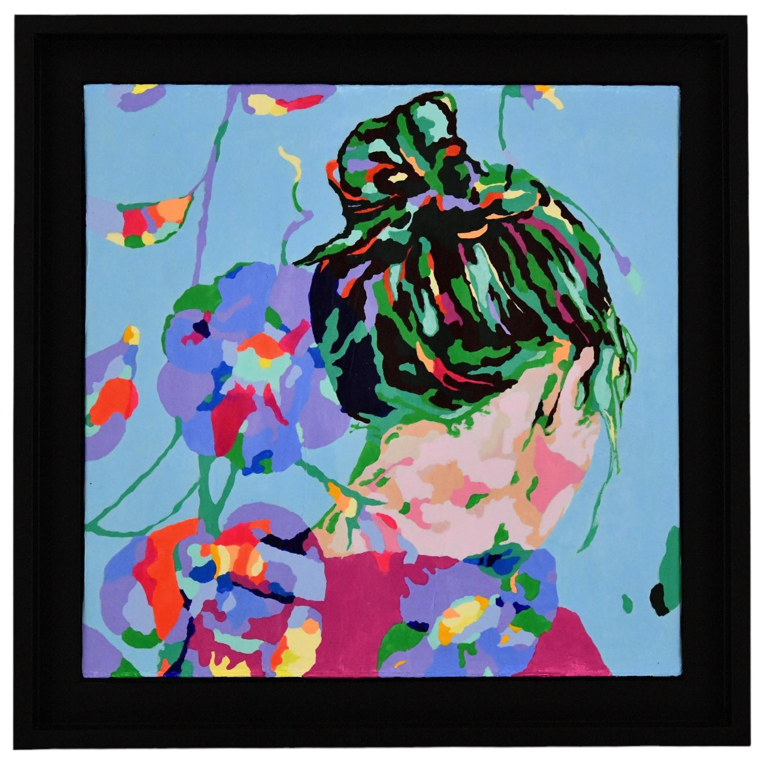 Pair of paintings Violette & Capucine by Frédérique Tristant. For Sale 2