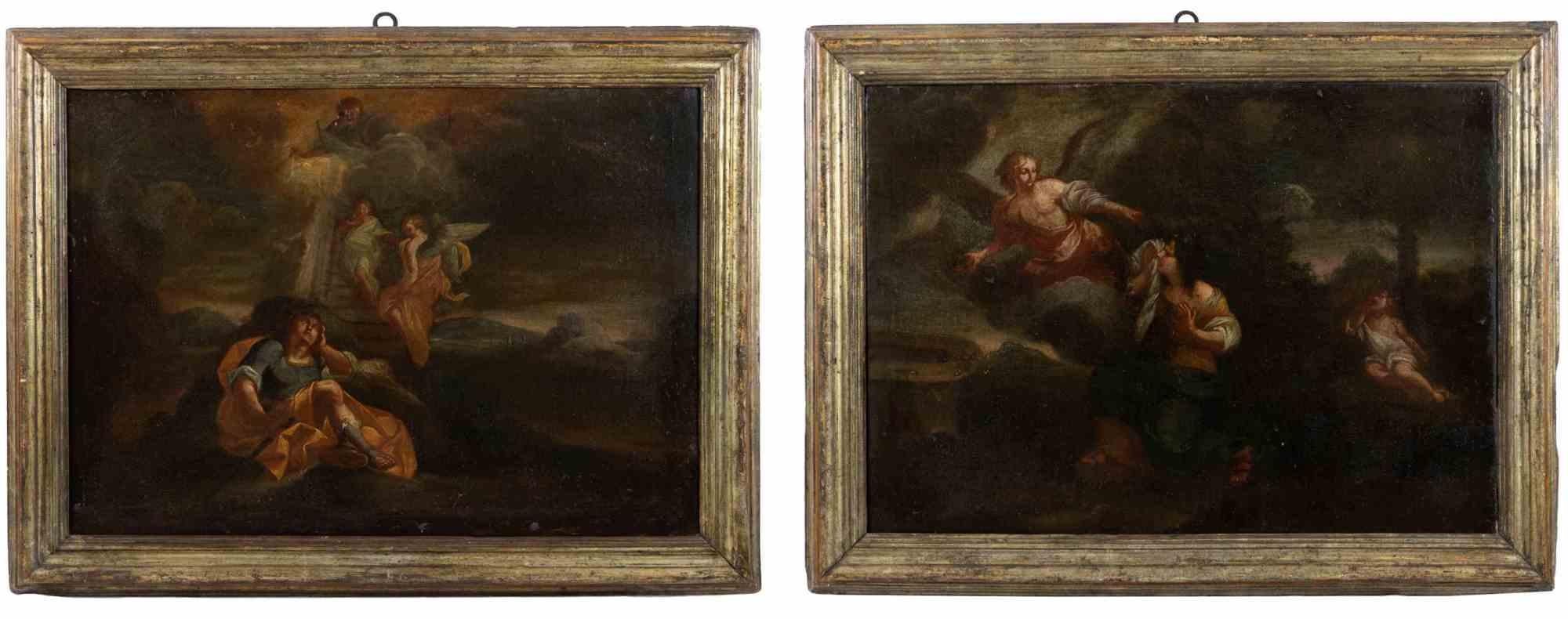 Unknown Figurative Painting - Pair of Religious Scenes - Painting -  18th Century 