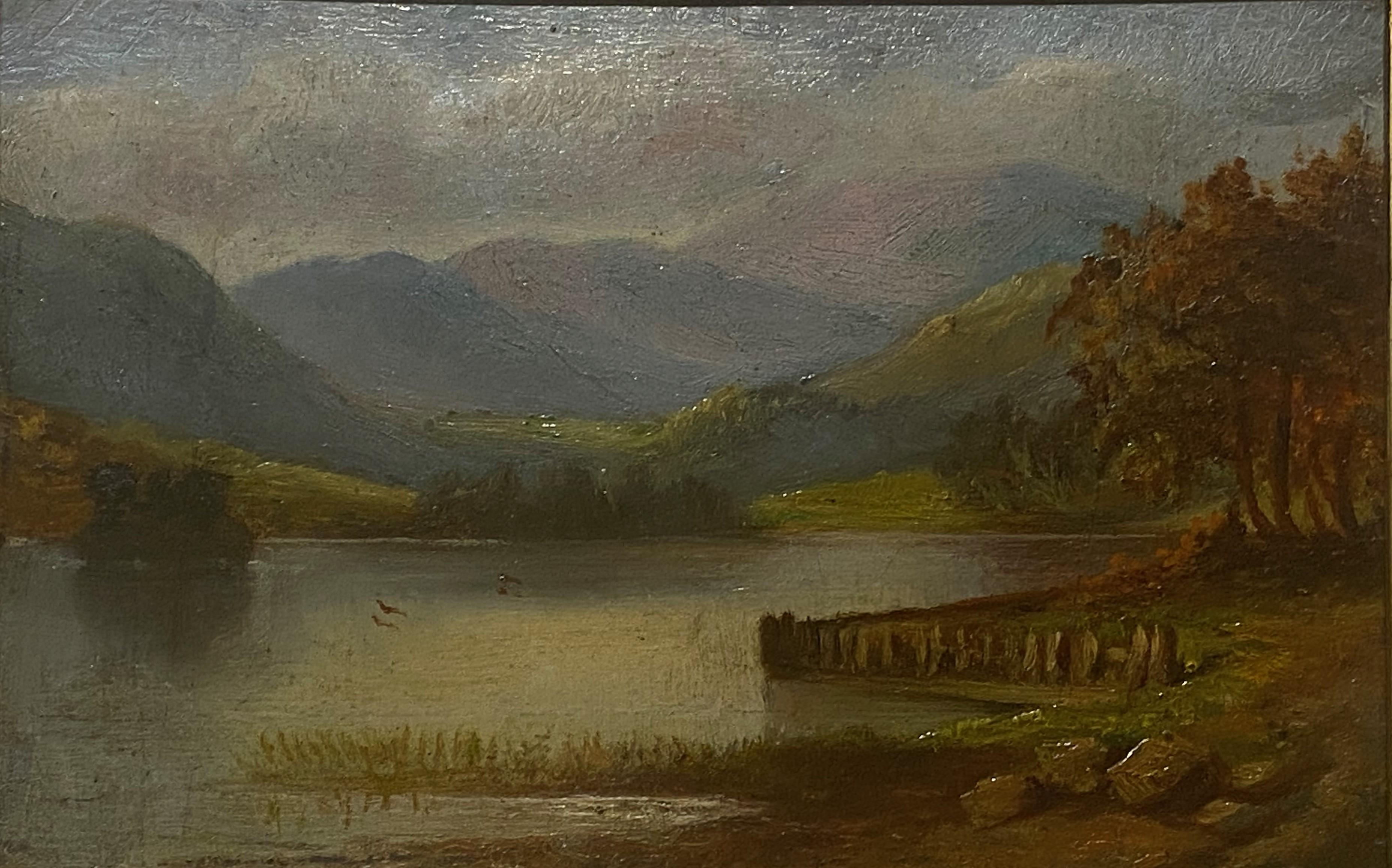 Pair of Small Framed Landscapes, circa 1870  One American one English - Painting by Unknown