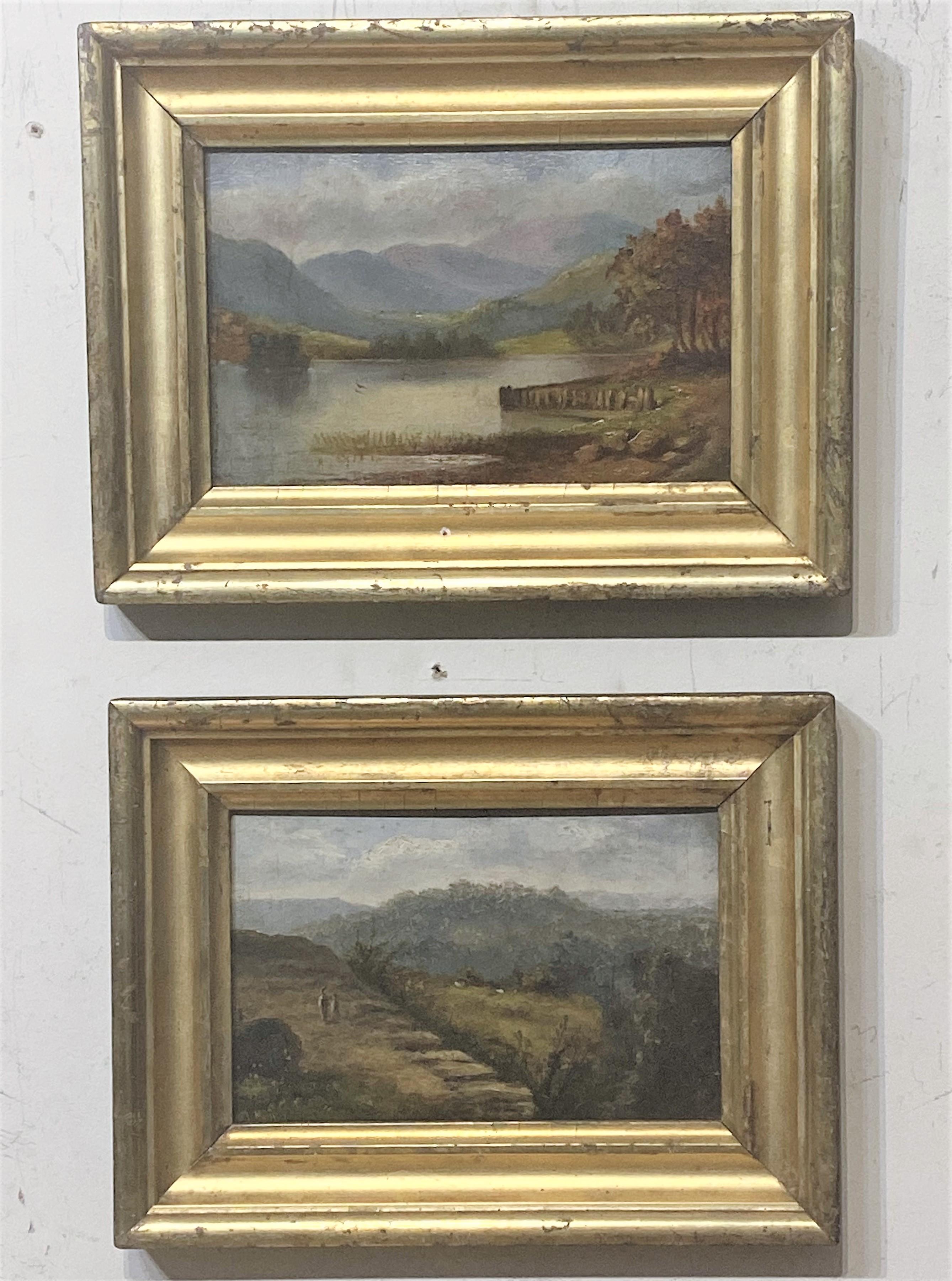 Unknown Landscape Painting - Pair of Small Framed Landscapes, circa 1870  One American one English