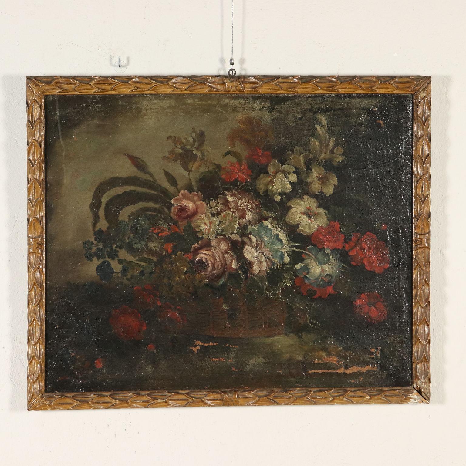 Pair of Still Lives with Flowers Oil Paintings 18th Century - Black Still-Life Painting by Unknown