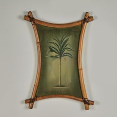 Paar Vintage-Pastellbaum-Gemälde in Bambusrahmen