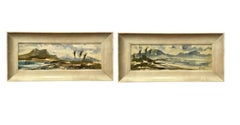 Paire de peintures à l'huile de paysage de la baie de Waikiki