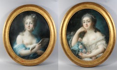 Paire de pastels - Ecole française du XVIIIème siècle