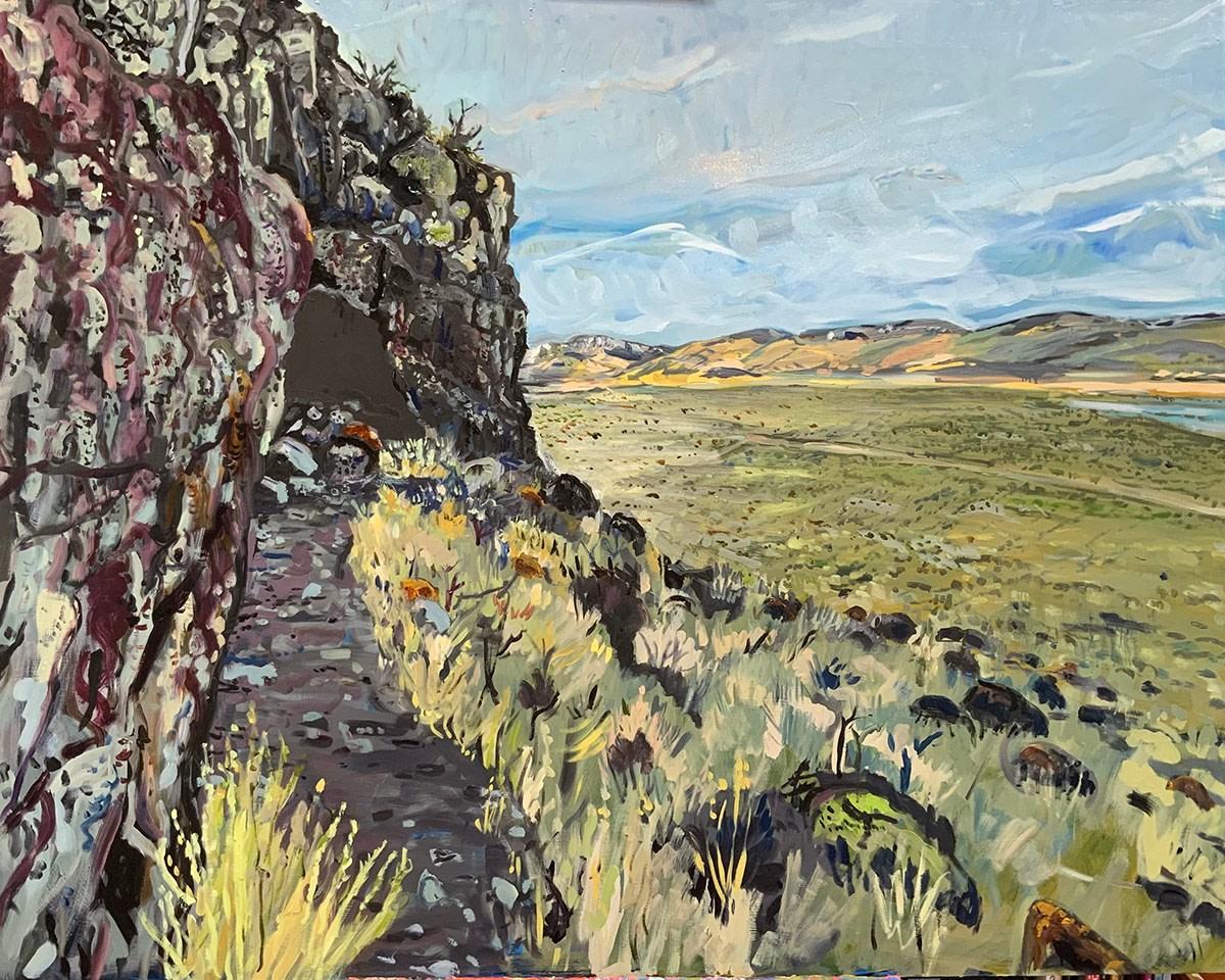 Unknown Landscape Painting – Paisley Caves 1, Öl auf Leinwand Gemälde von Daniel Duford, 2024