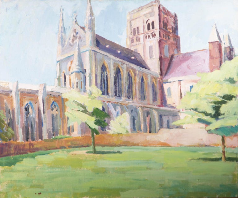 Pamela Chard (1926-2003) - 20th Century Oil, Cathedral in Summer Sunshine - Beige Landscape Painting by Unknown