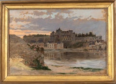 Antique Panorama of the royal castle of Amboise - Loire Valley, France