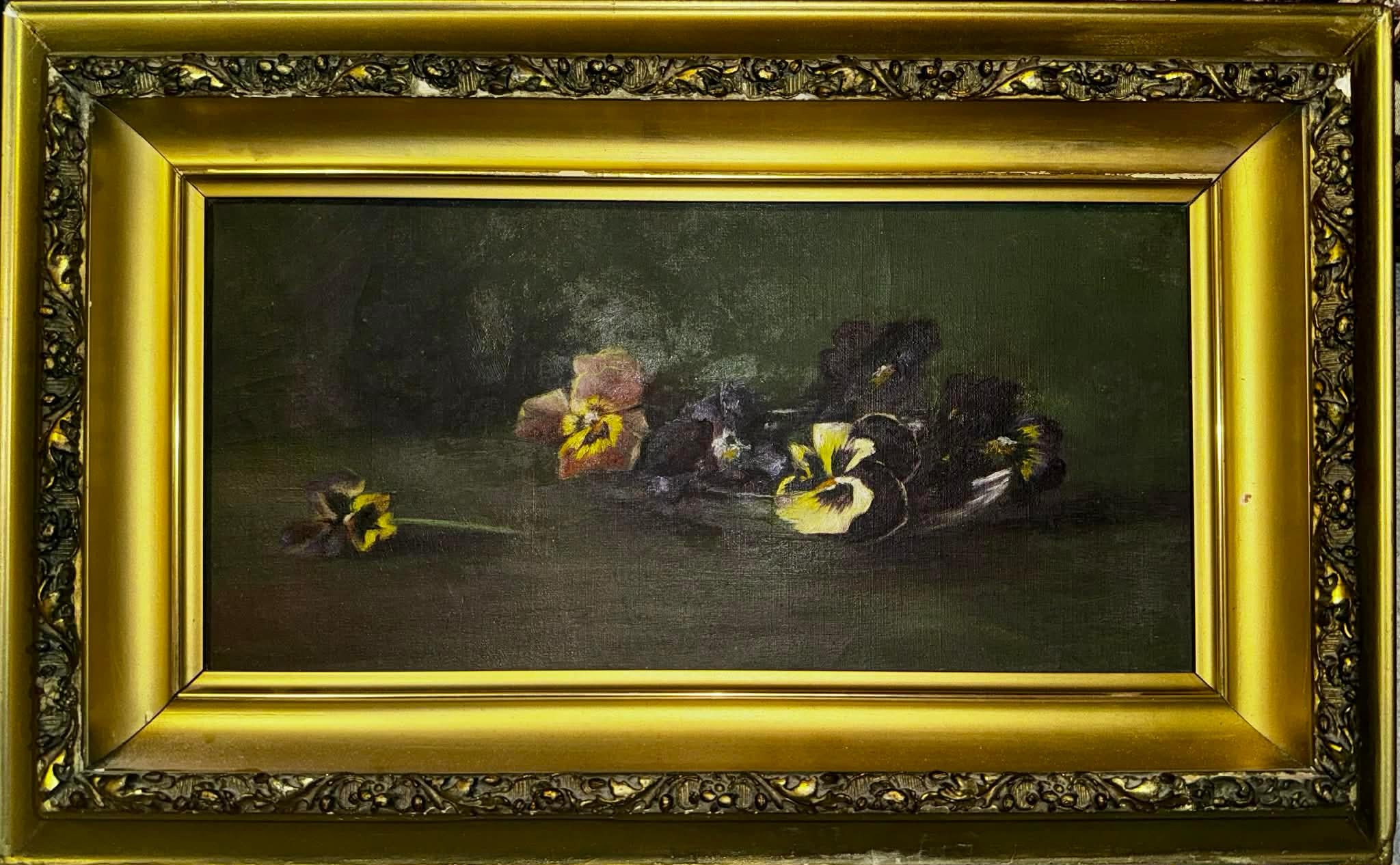 Pansies and One Alone – Painting von Unknown