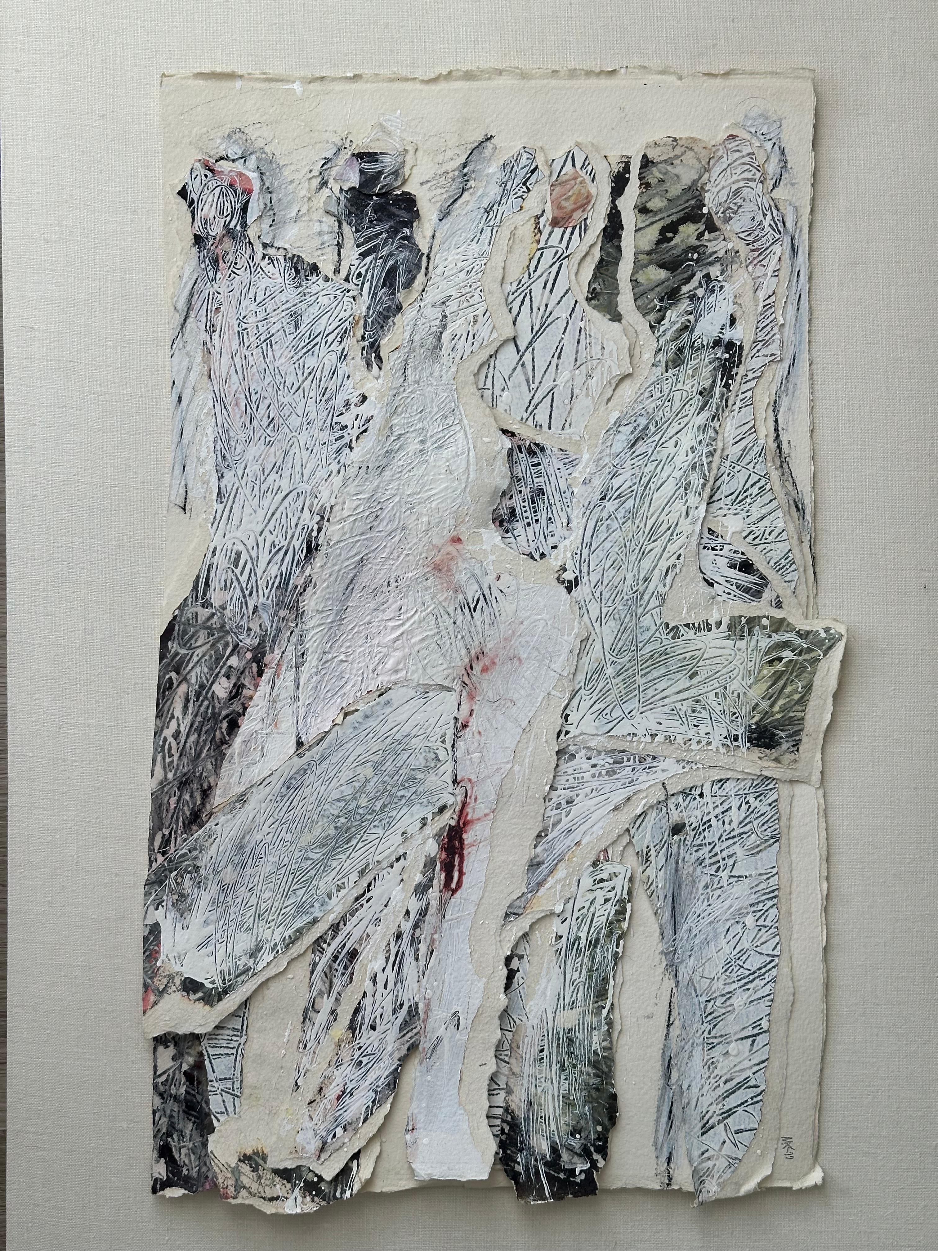 Collage di carta Pittura espressionista astratta - Painting di Unknown