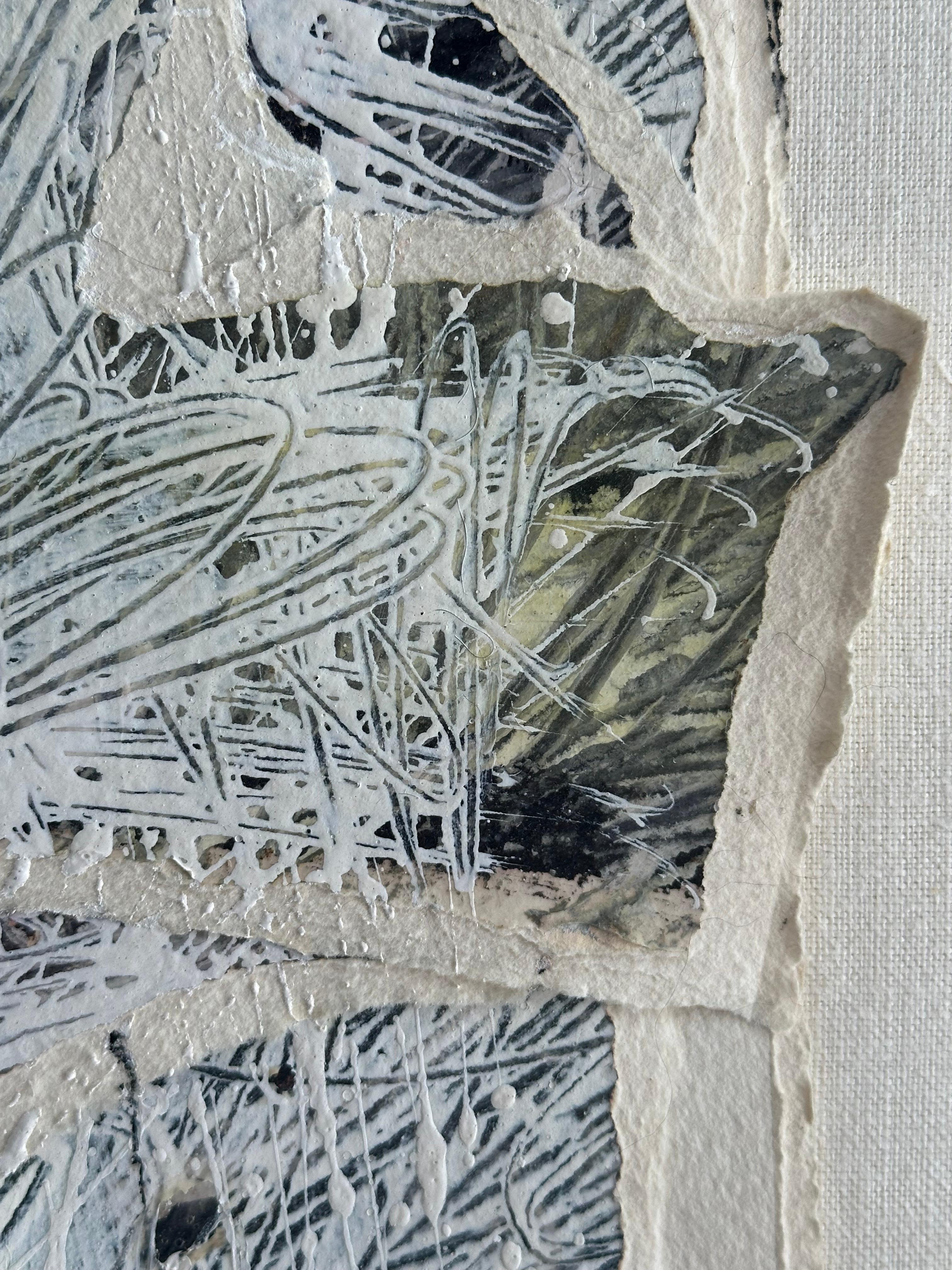 Collage di carta Pittura espressionista astratta - Abstract Painting Grigio di Unknown