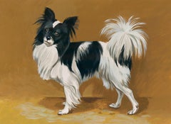 Vintage Papillon Dog Painting