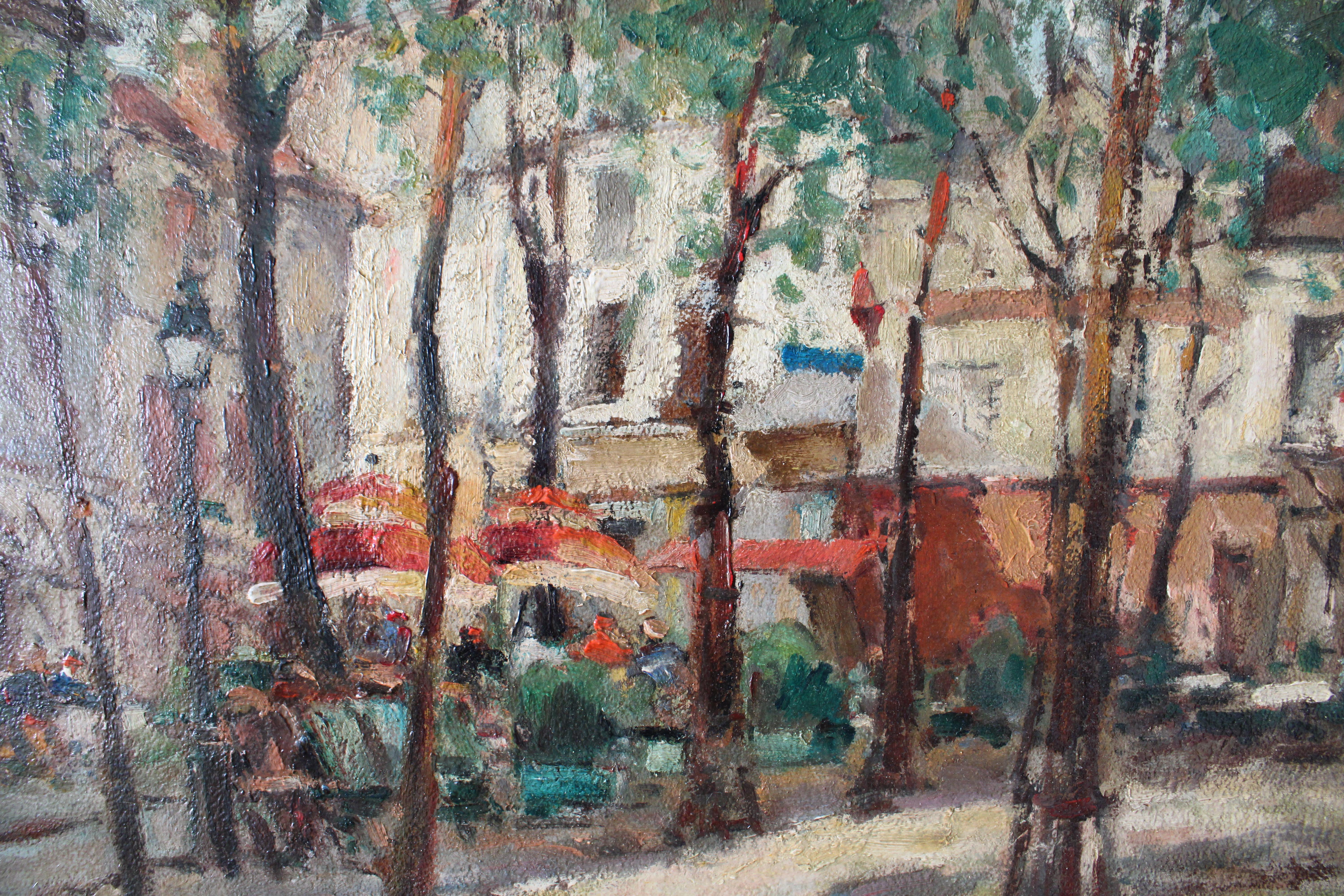 Paysage urbain de Paris Peinture à l'huile originale post-impressionniste d'époque en vente 1