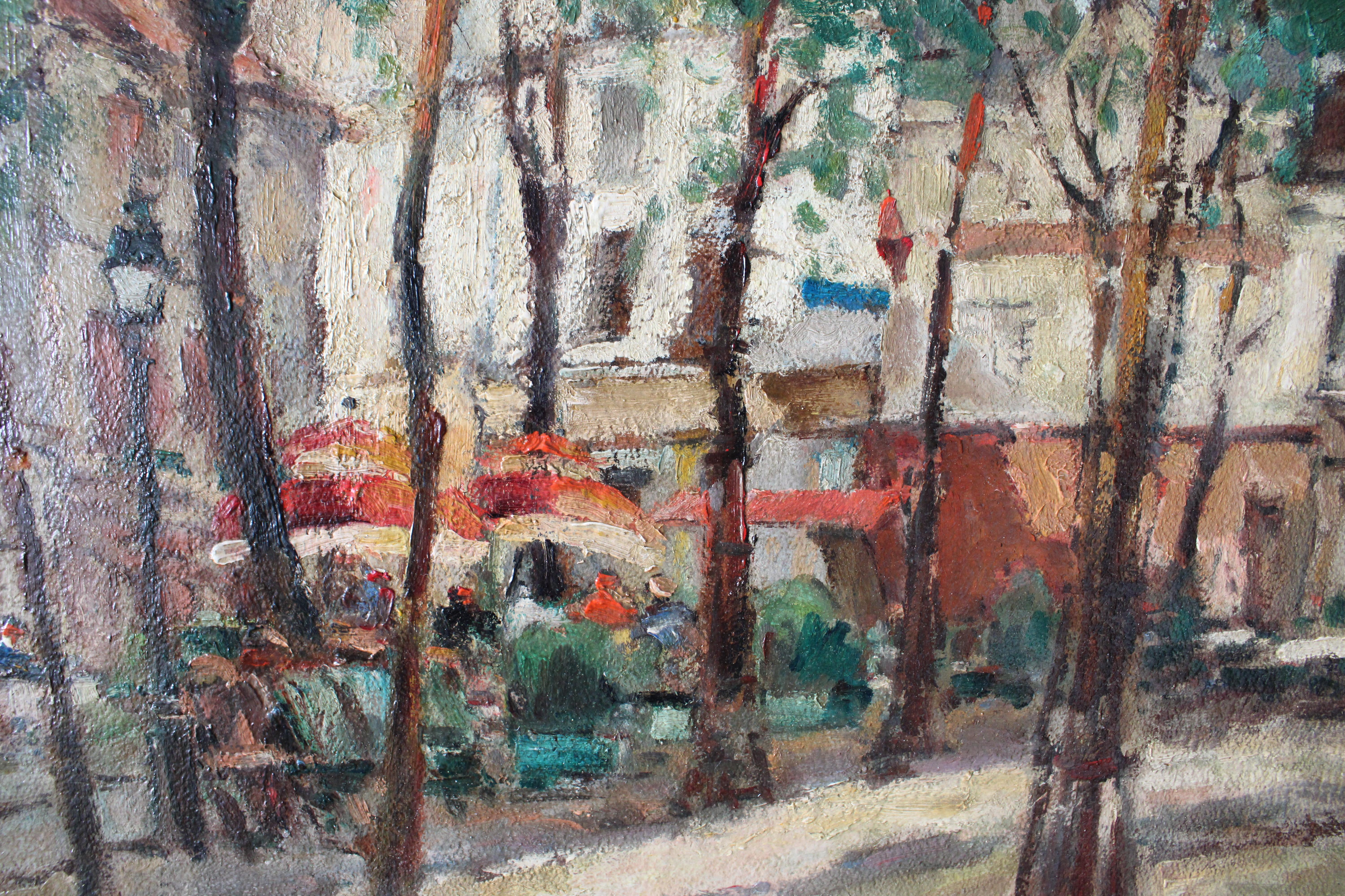 Paysage urbain de Paris Peinture à l'huile originale post-impressionniste d'époque en vente 3