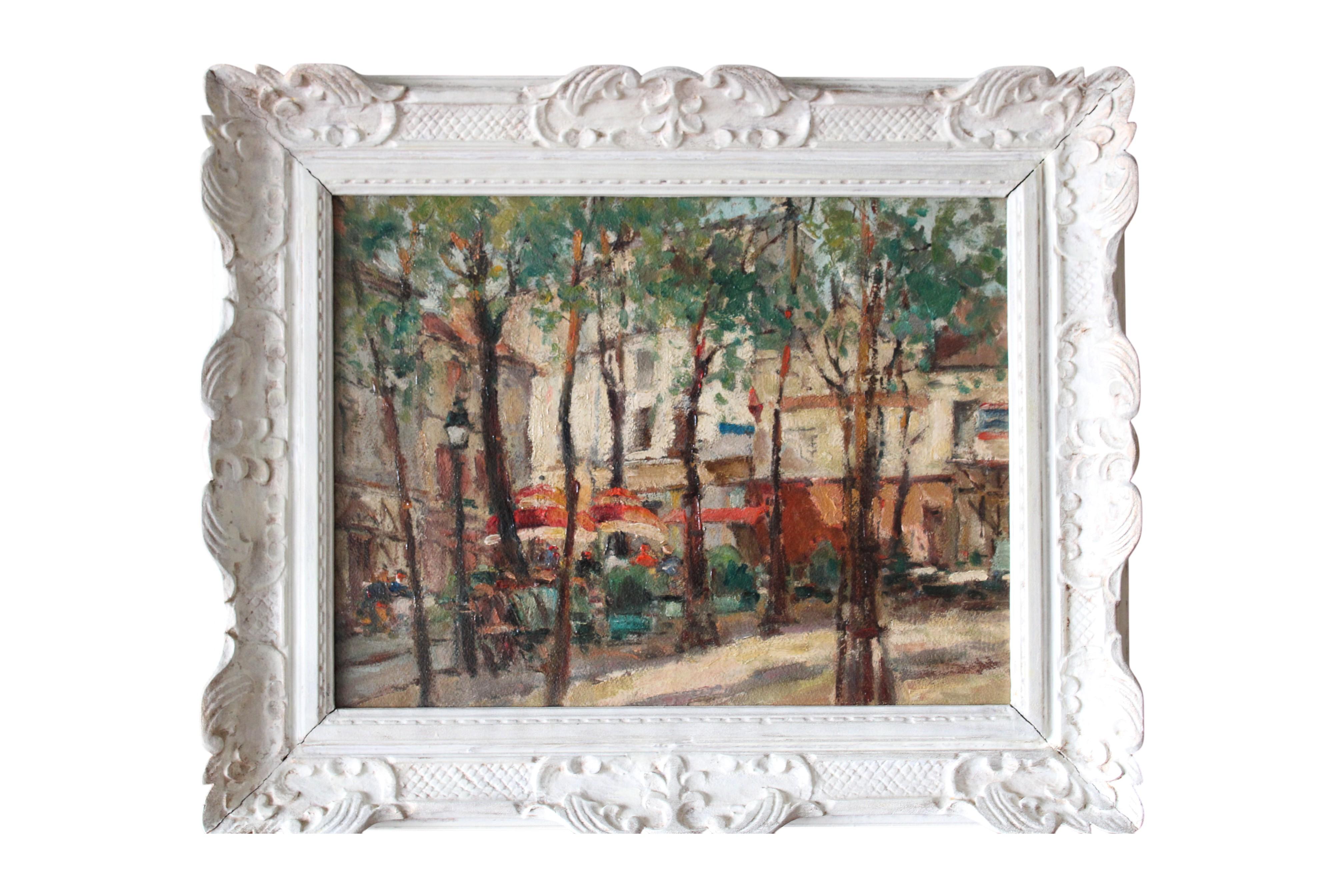 Paris Cityscape Original Post-Impressionist Vintage Oil Painting