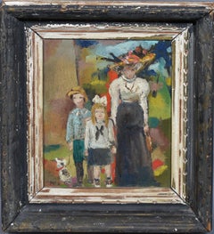 Paris Modern School, Impressionist Family Portrait, Signed Original Oil Painting