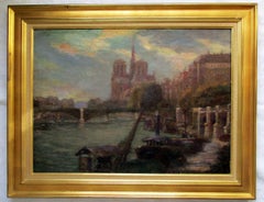 Paris Notre Dame Cathedral and the Seine in Summer evening light