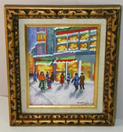 Paris Street Scene Enameled Glass on Copper