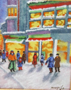 Paris Street Scene Enameled Glass on Copper