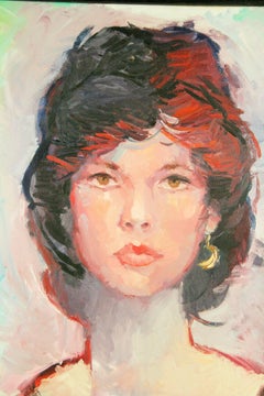 Parisian Beauty Oil Painting, Framed Impressionist Portrait, 1960s