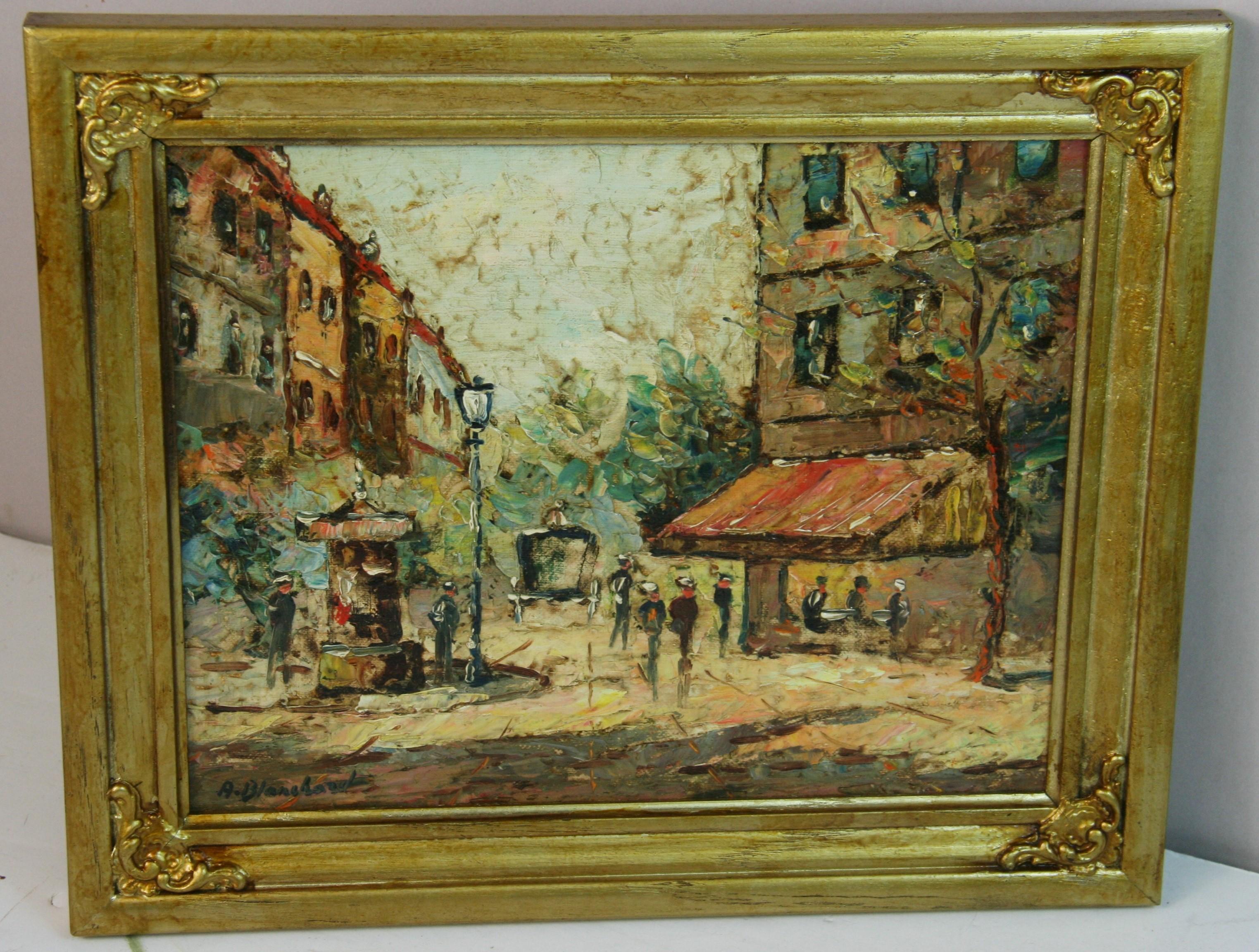 Parisian  Cafe Street Scene - Painting by Unknown