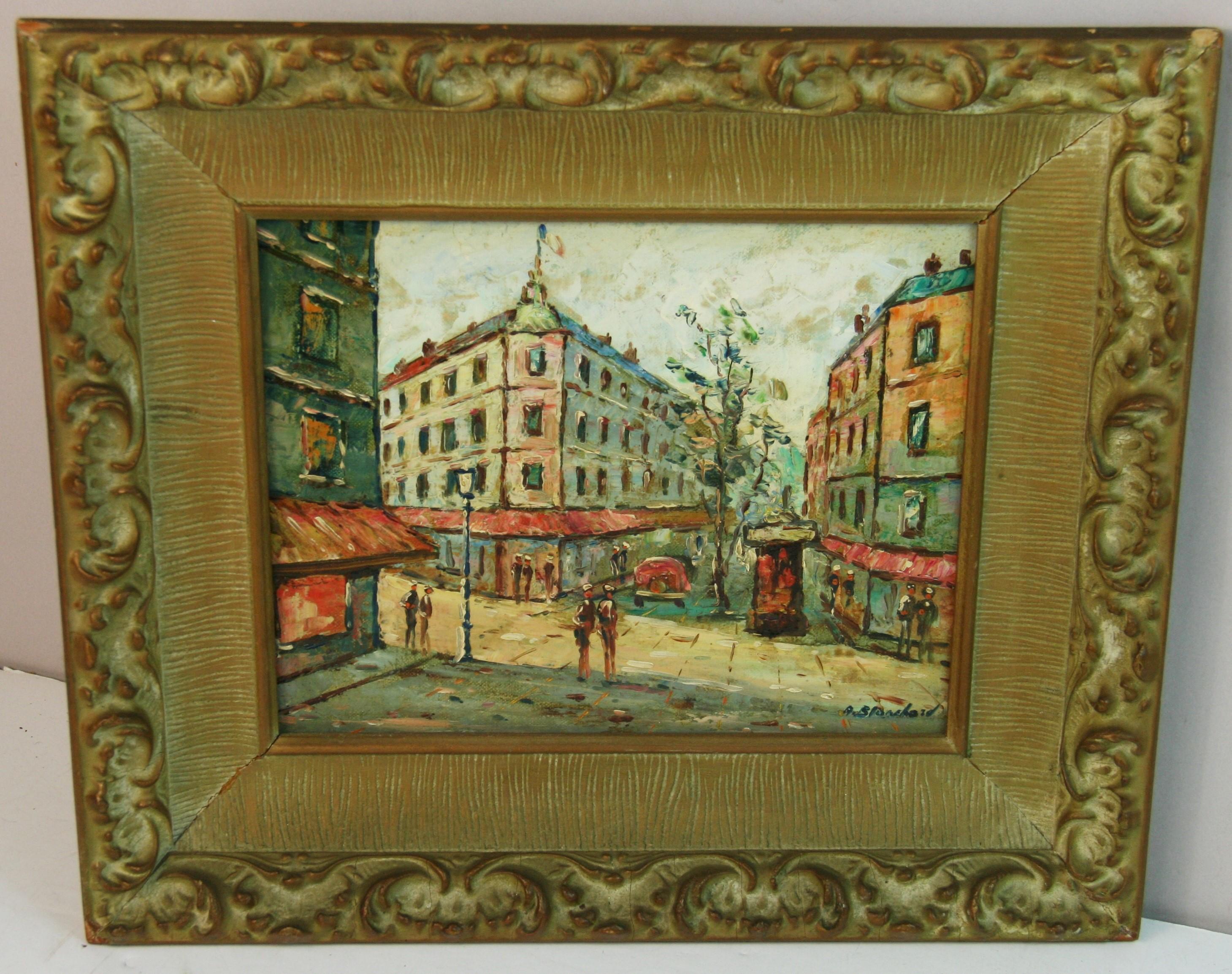 Unknown Figurative Painting - Parisian  Street Scene