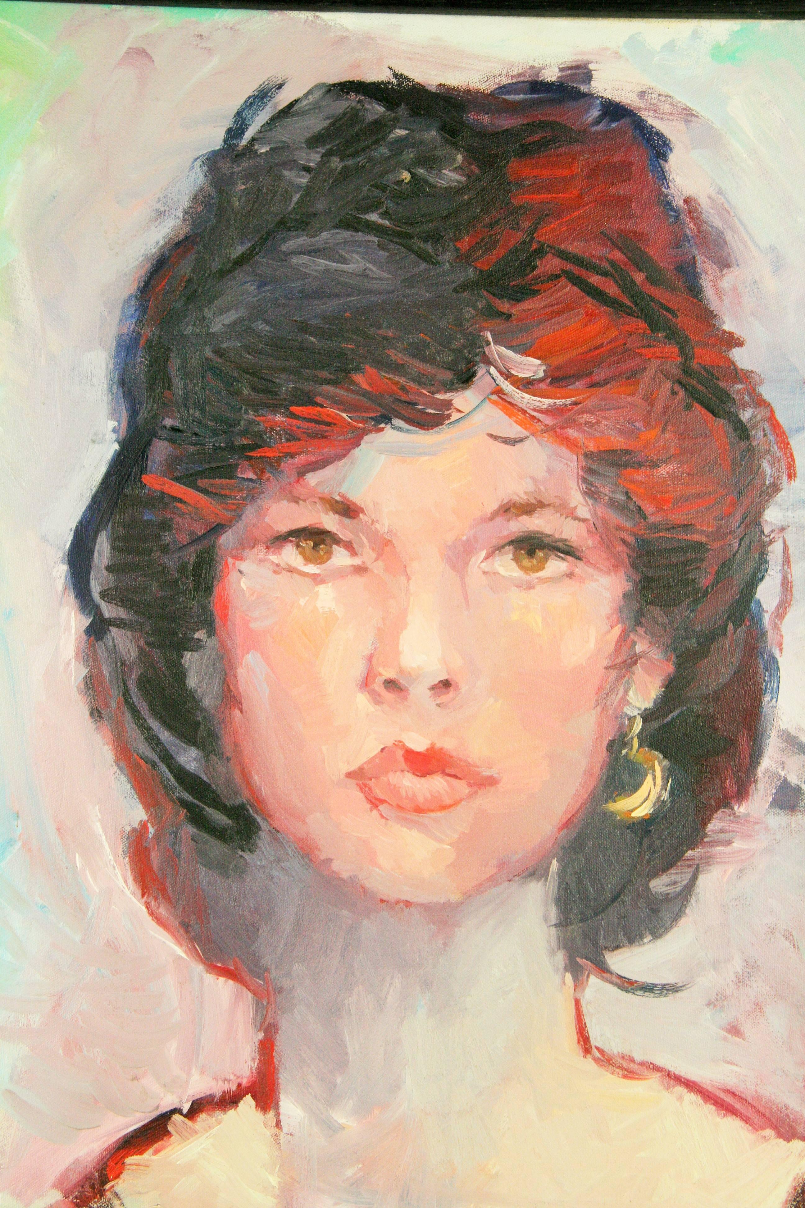 Donna parigina  Ritratto dipinto a olio da Vanzina - Painting di Unknown