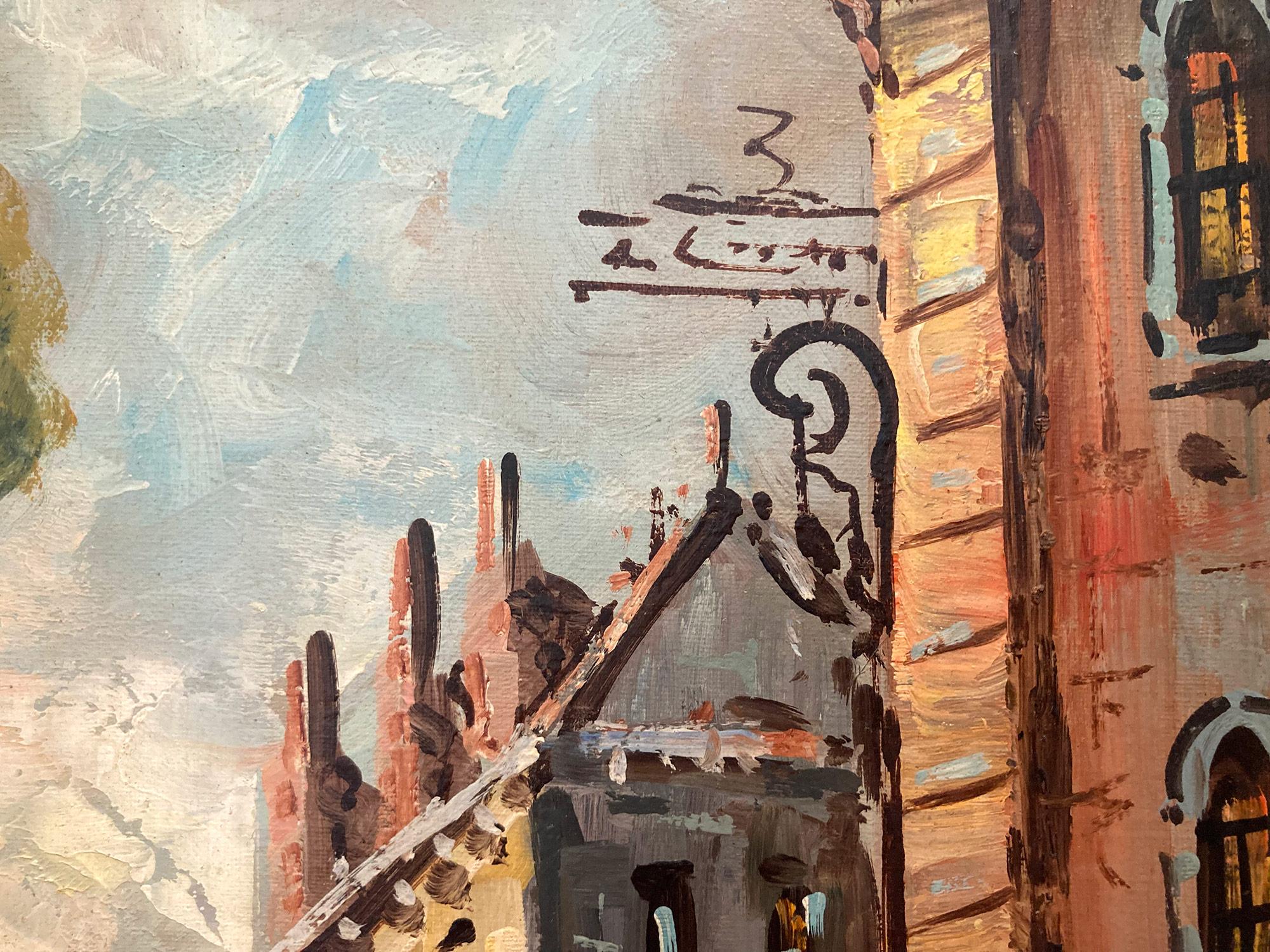 In questo pezzo, l'artista ritrae il suo soggetto in modo stravagante e impressionistico, catturando i caffè delle strade trafficate del XX secolo con molta vita. In lontananza vediamo Montmartre, nota soprattutto per la sua storia artistica, per la