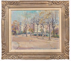 Parisian Street Scene Painting, Impressionistic, Framed, 19.75x24 in