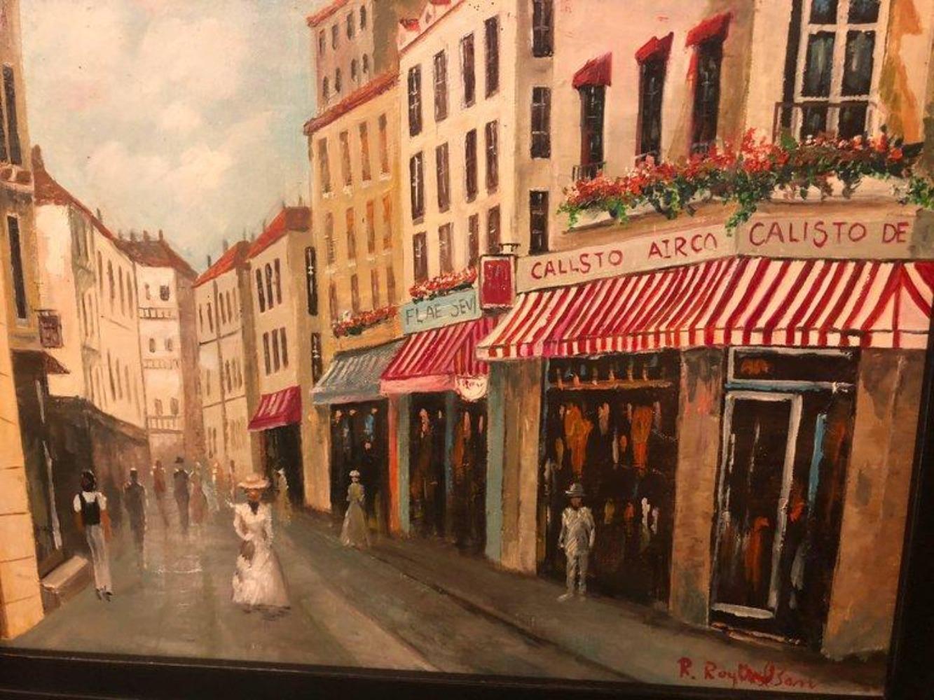 Parisian Street Scenes Oil on Canvas Painting Signed R. Roywilsens, a Pair  For Sale 8