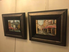 Parisian Street Scenes Oil on Canvas Painting Signed R. Roywilsens, a Pair