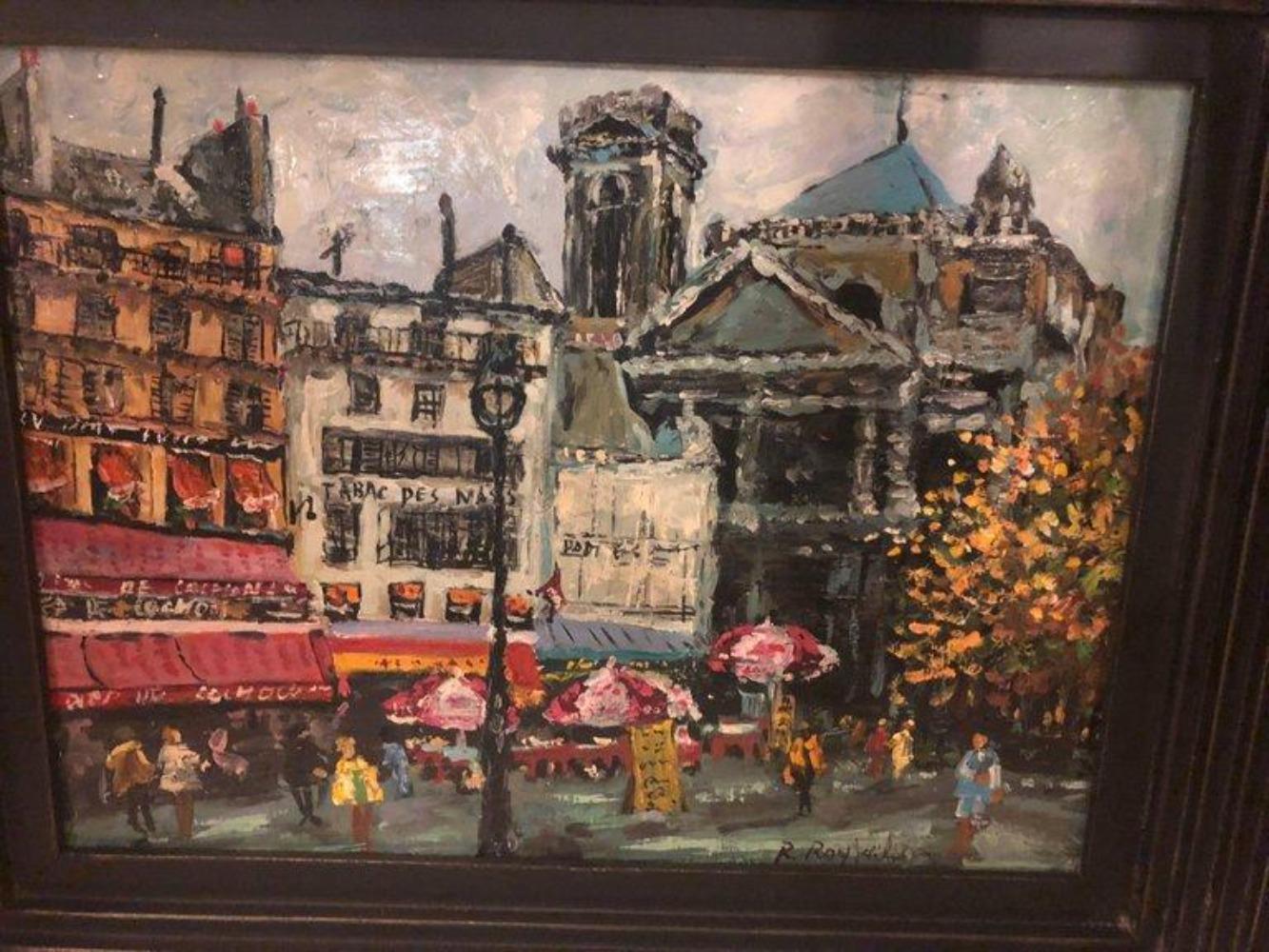 Parisian Street Scenes Oil on Canvas Painting Signed R. Roywilsens, a Pair  For Sale 4