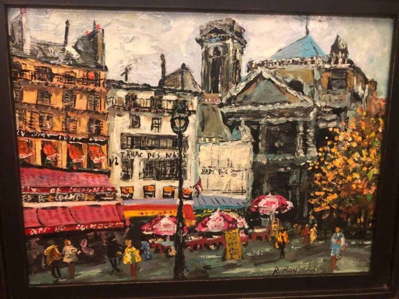 Parisian Street Scenes Oil on Canvas Painting Signed R. Roywilsens, a Pair  For Sale 5