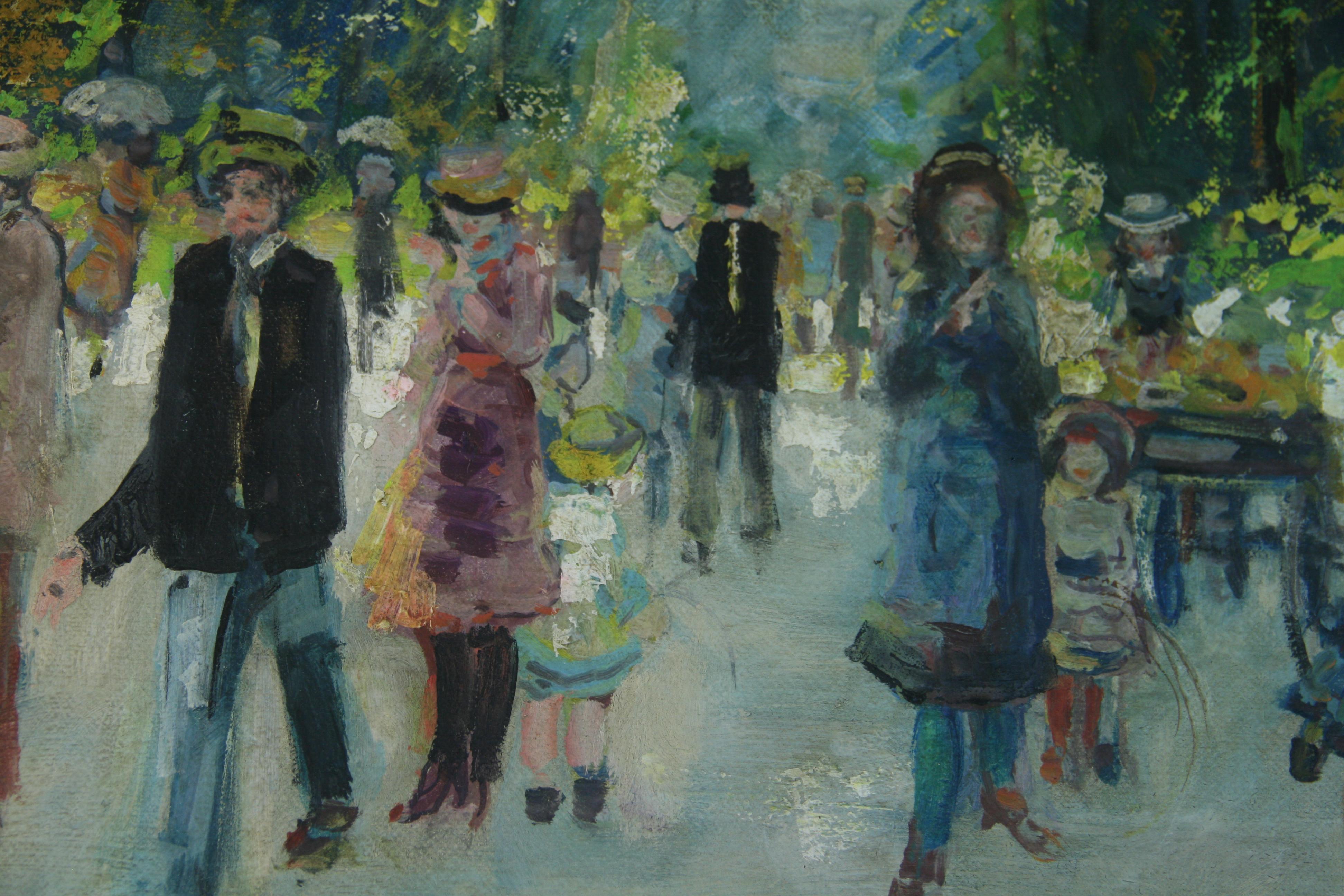 Parisians Strolling in The Park 1940's For Sale 1