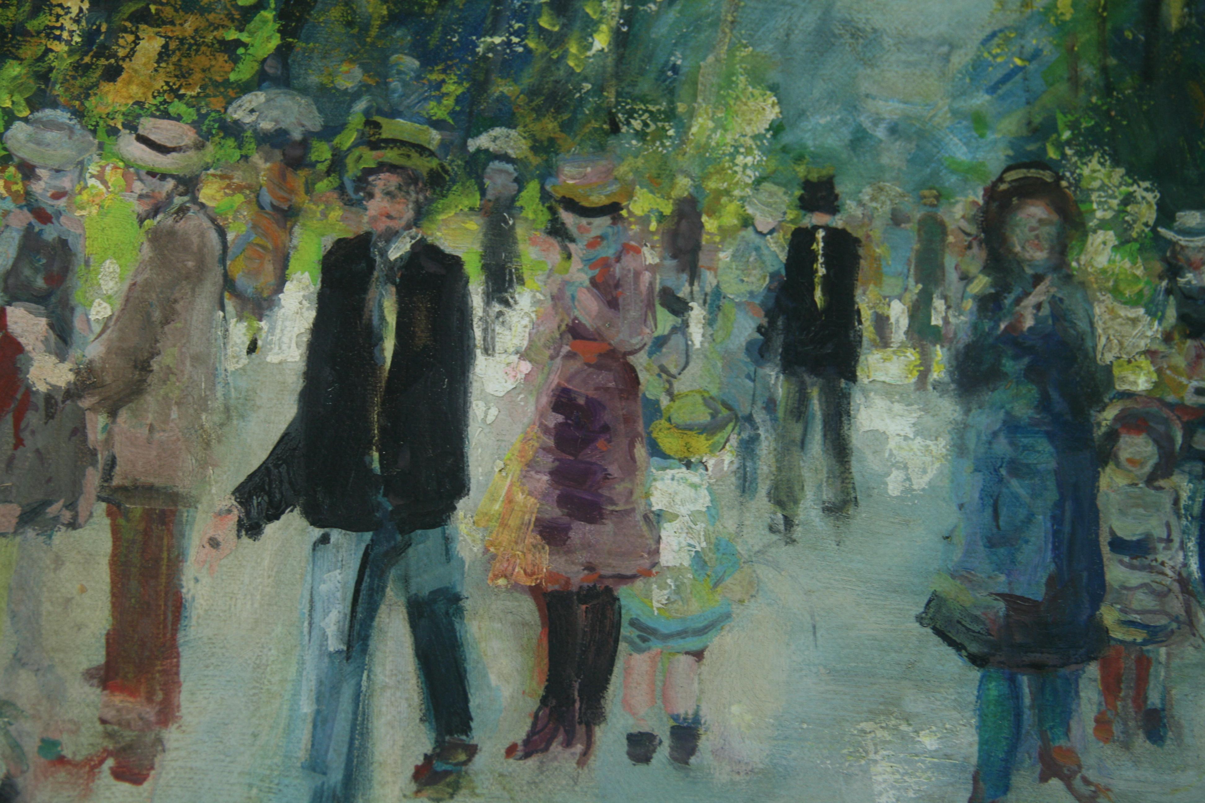 Parisians Strolling in The Park 1940's For Sale 2