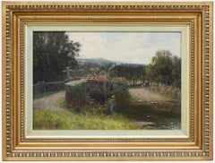 Parker Hagarty RCA (1859-1934) Anfang des 20. Jahrhunderts Öl, Angeln von der Brücke aus