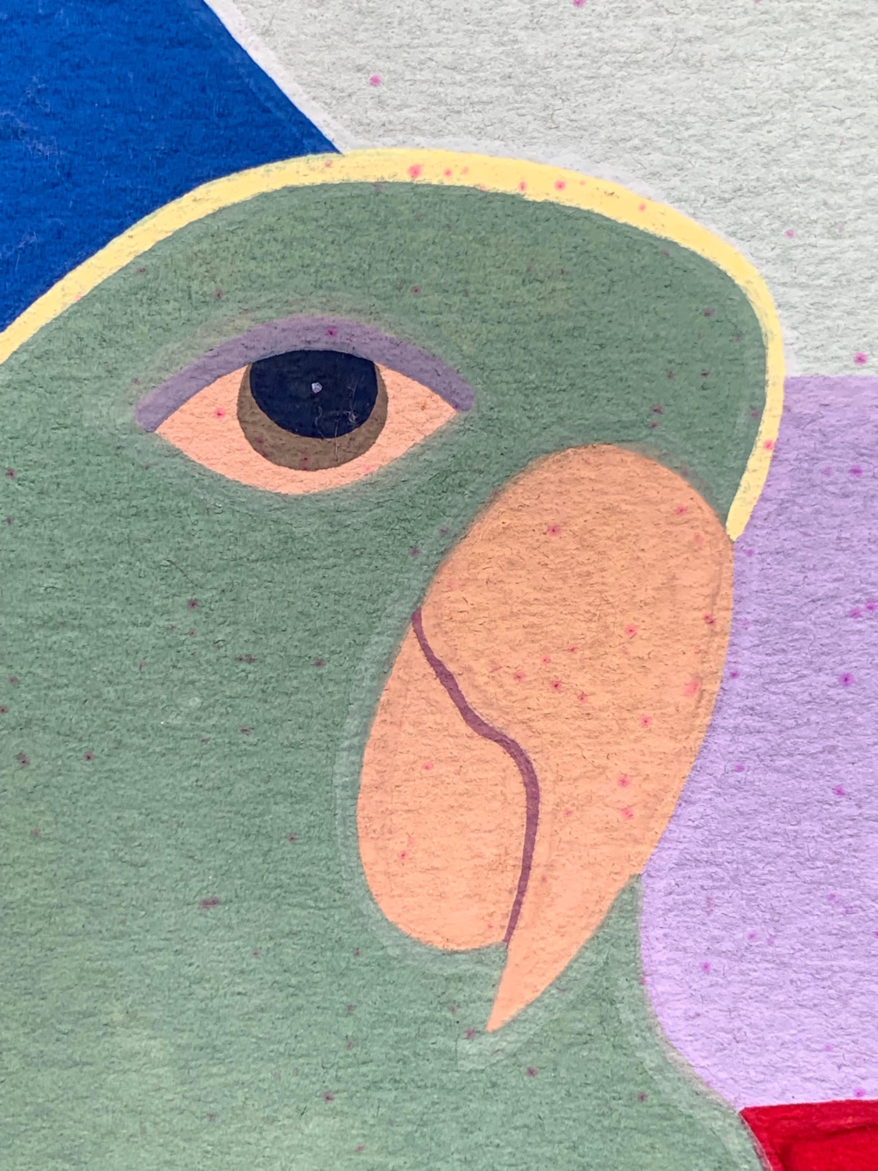 Pappagallo  (Pittura surrealista dei nativi americani Comanche) in vendita 2