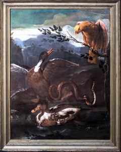 Parrot, Snake, Lizard and Ducks, 17th Century Genoese School
