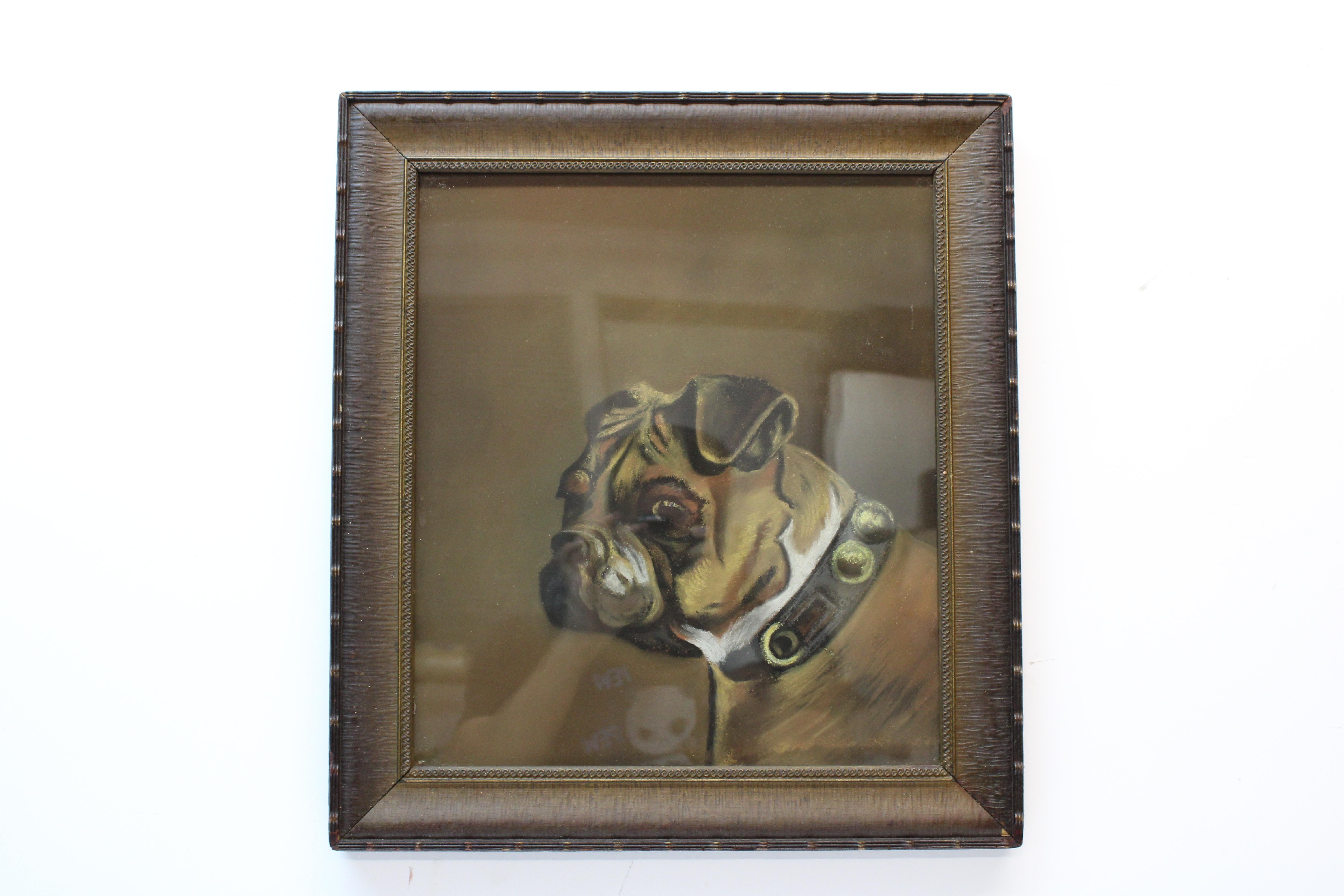 Pastellfarbenes Gemälde eines Boxerhundes – Painting von Unknown